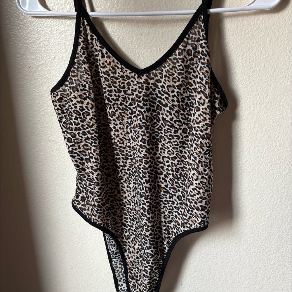 SHEIN Animal Print Top with Black Edging